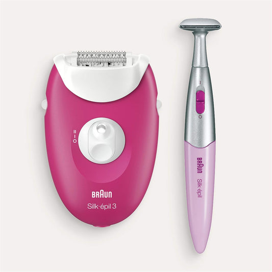 Braun Silk-epil 3 Epilator Raspberry Pink with 2 Extras