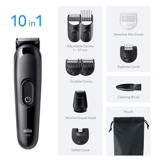 Braun Series 3 Beard Trimmer | 10 in 1 Grooming Kit